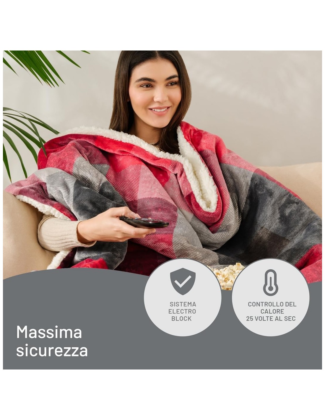 Imetec Adapto Velvet Tartan Plaid Riscaldabile 160x120 cm – shopincasa.it