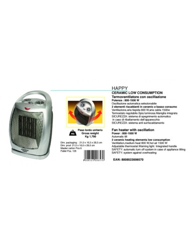 Johnson Happy Termoventilatore Ceramico 800-1500 W – shopincasa.it