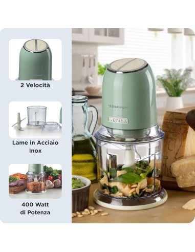 Tritatutto Ariete Vintage Verde – 400W, tazza 600ml, design retrò | Shop in Casa