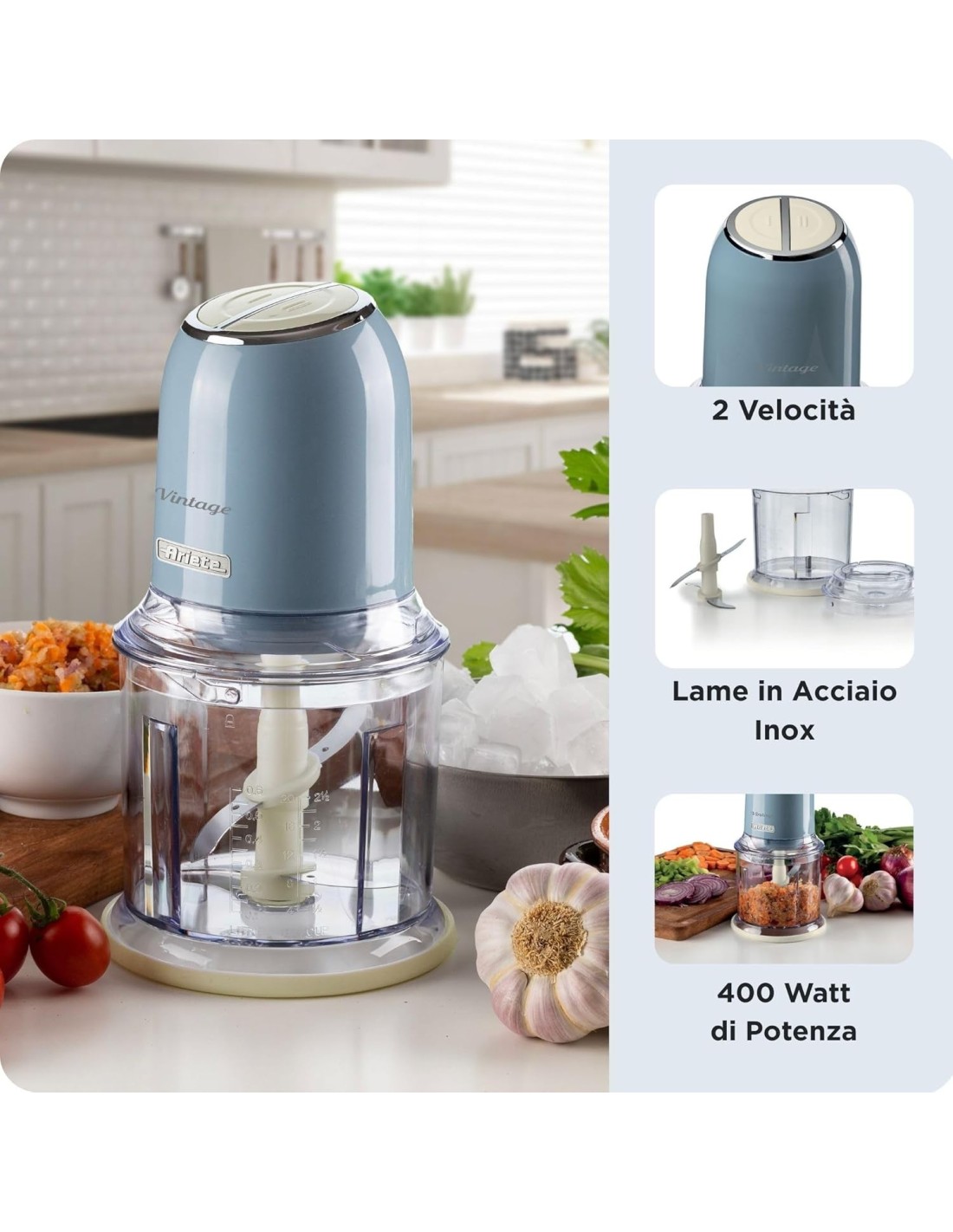 ritatutto Ariete Vintage Celeste – 400W, tazza 600ml, design retrò | Shop in Casa