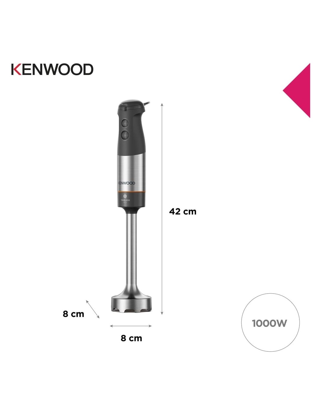 Kenwood HBM60.307GY Frullatore a Immersione 1000W Triblade | shopincasa.it