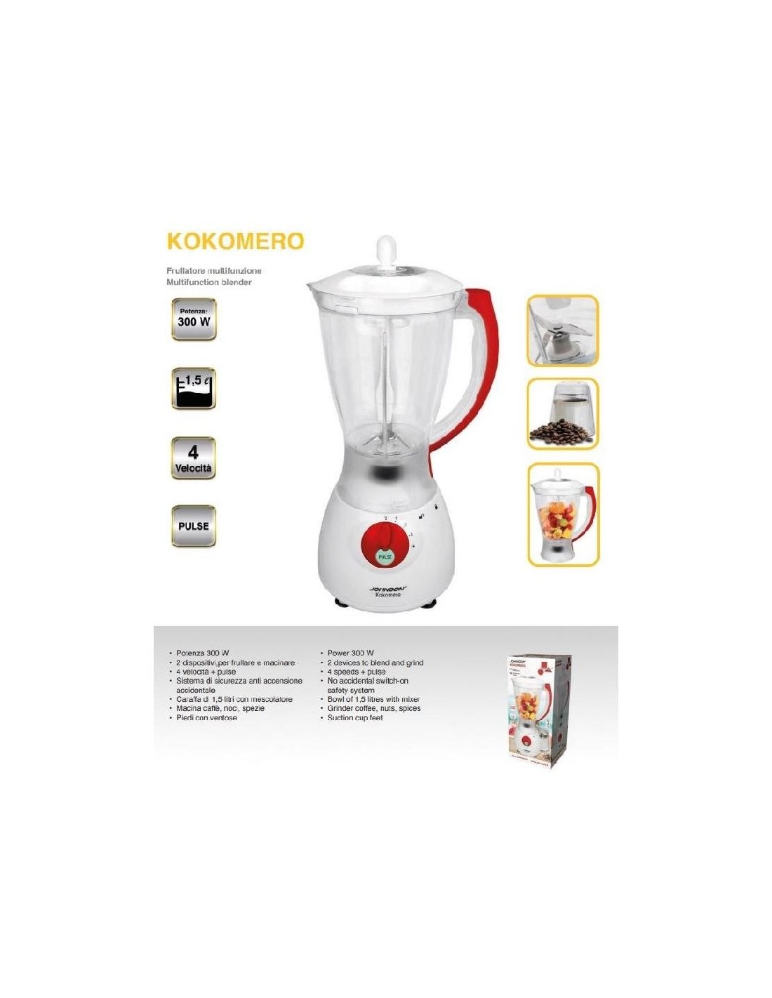 FRULLATORE KOKOMERO 300W 1,5LT su Shop in Casa