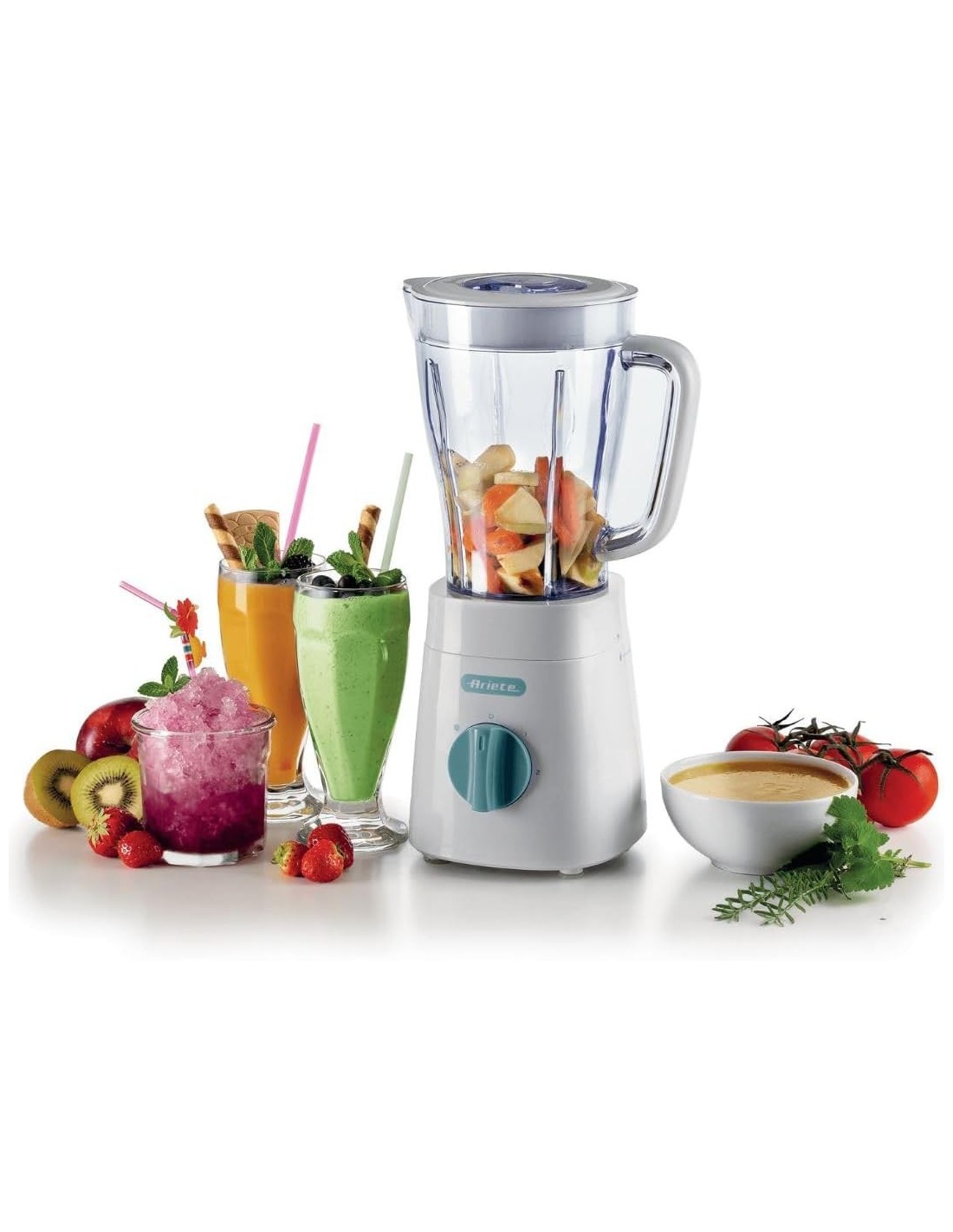 Frullatore Breakfast Bianco e Celeste 500W con Lame Inox e Tritaghiaccio | Shop in Casa