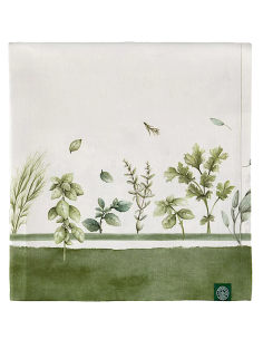Tovaglia Coltivia 12 Posti Beige e Verde con Motivo Floreale | shopincasa.it