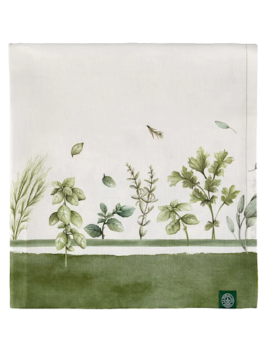 Tovaglia Coltivia 12 Posti Beige e Verde con Motivo Floreale | shopincasa.it