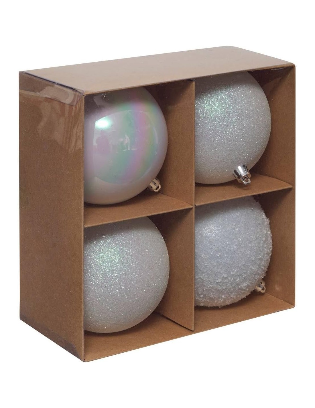 SFERE E PENDAGLI: vendita online Decorazione set 4 palline di Natale bianche Ø10cm in plastica Svea - La magia di Natale a ca...