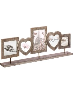 Portafoto Atmosphera Charme in Legno 5 Foto Cuori Vintage | shopincasa.it
