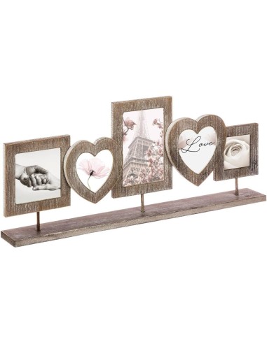 Portafoto Atmosphera Charme in Legno 5 Foto Cuori Vintage | shopincasa.it