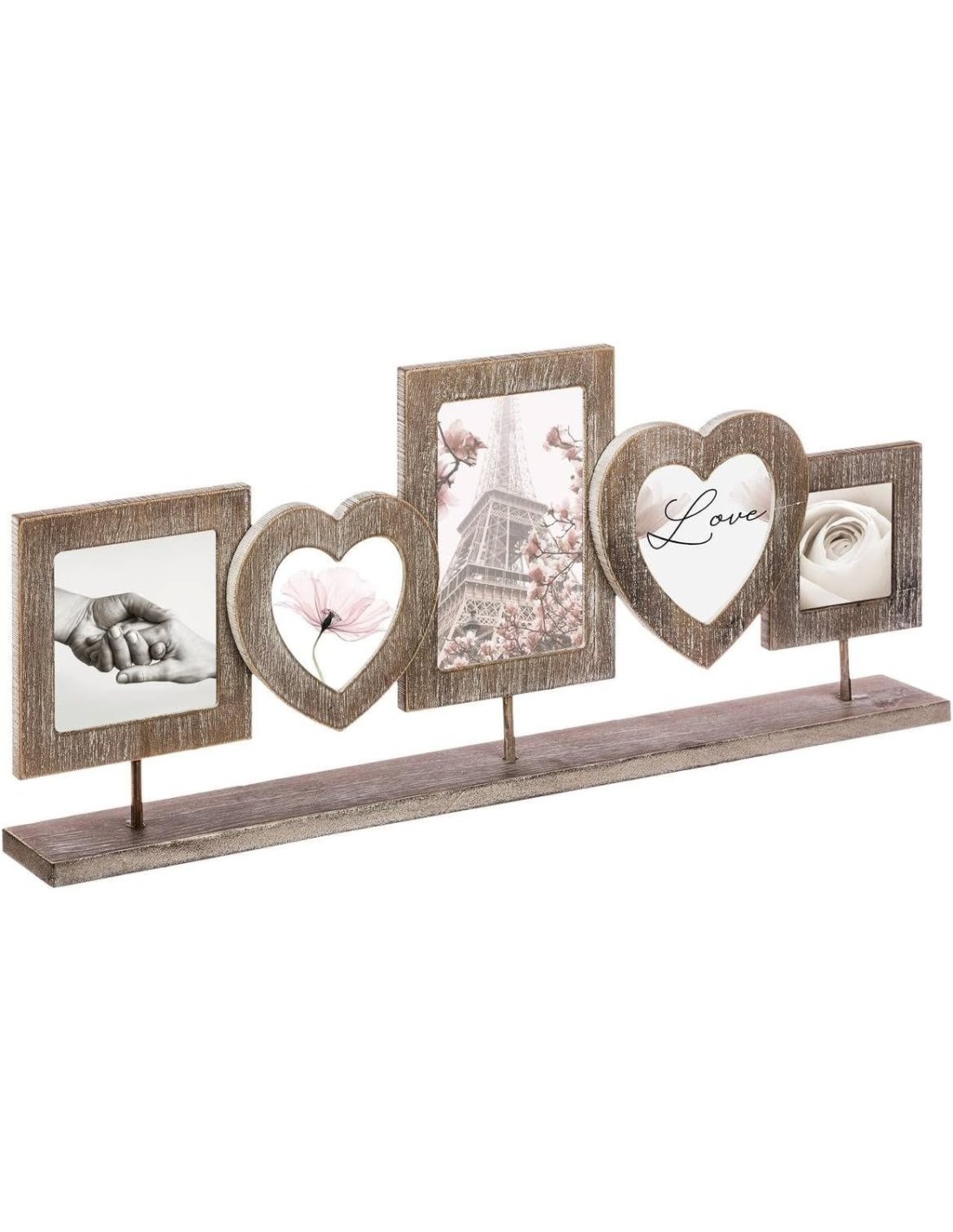 Portafoto Atmosphera Charme in Legno 5 Foto Cuori Vintage | shopincasa.it