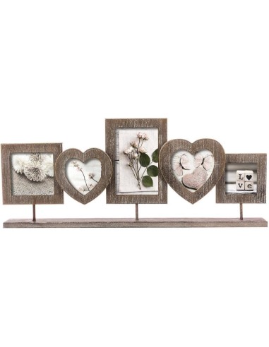 Portafoto Atmosphera Charme in Legno 5 Foto Cuori Vintage | shopincasa.it