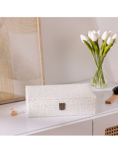 Scatola Portagioie Loe Bouclé Bianco 28x19x7 cm | Shopincasa.it