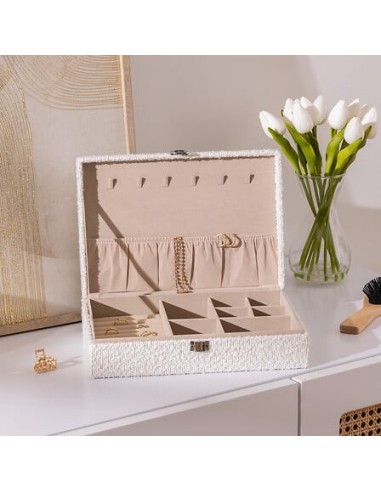 Scatola Portagioie Loe Bouclé Bianco 28x19x7 cm | Shopincasa.it