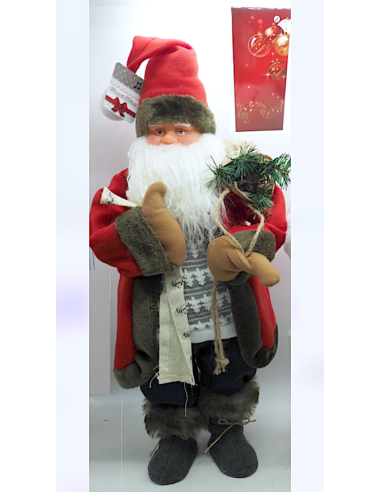 BABBO NATALE 60CM VESTE PANNO/LANA MUSICA E MOVIMENTO