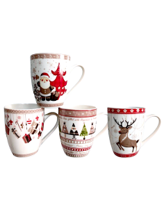 PORCELLANE: vendita online Tazza bombata di Natale con disegno H10x8cm - La magia di Natale a casa tua in offerta