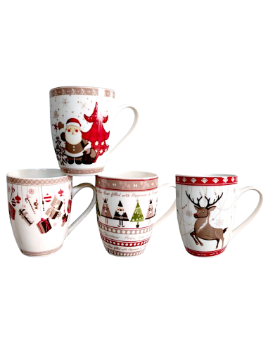 PORCELLANE: vendita online Tazza bombata di Natale con disegno H10x8cm - La magia di Natale a casa tua in offerta