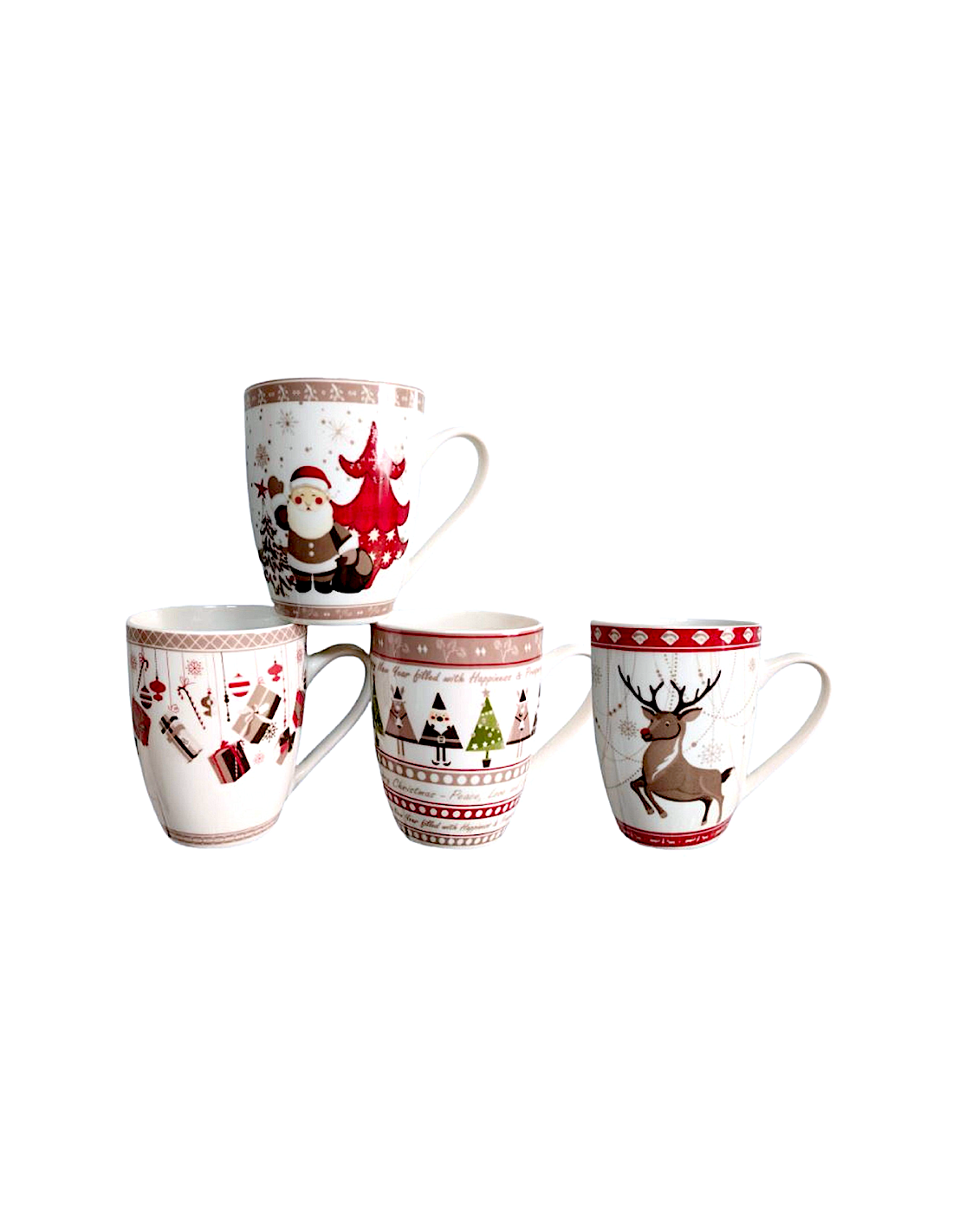 PORCELLANE: vendita online Tazza bombata di Natale con disegno H10x8cm - La magia di Natale a casa tua in offerta