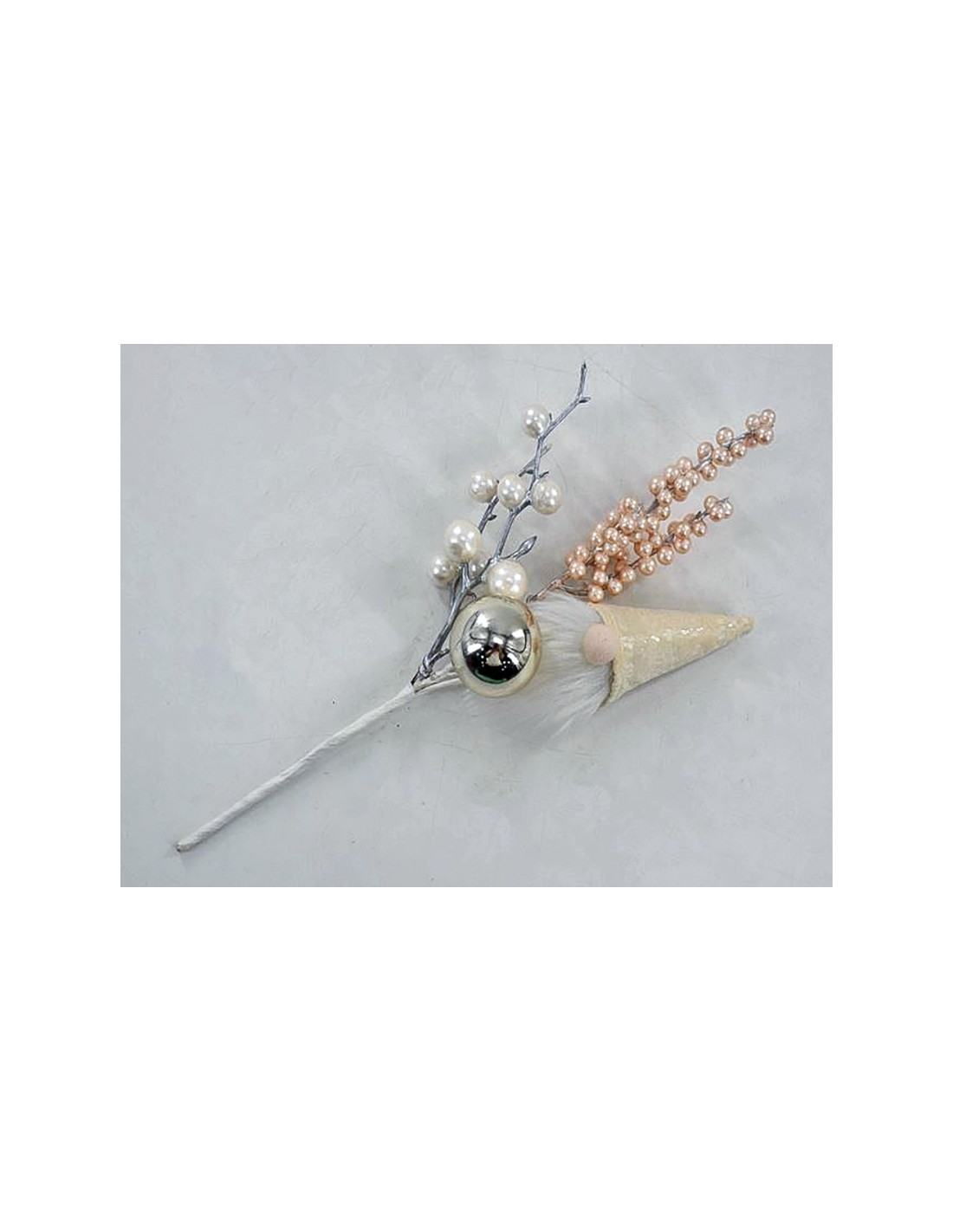 PICK: vendita online Pick di Natale con bacche bianche e rosa 30x12cm - La magia di Natale a casa tua in offerta