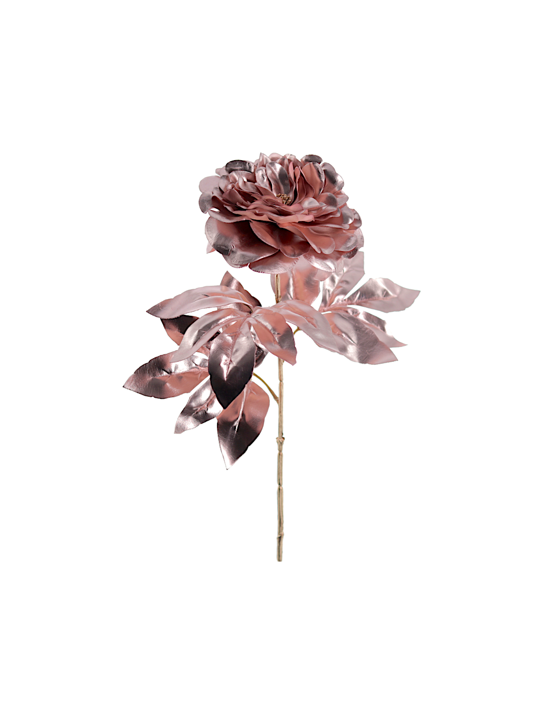 FIORE 8000-76 PEONIA ORO ROSA FOGLIE ROSA