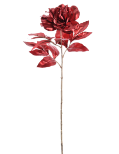 FIORE 8000-08 PEONIA ROSSA FOGLIE ROSSE