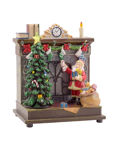 VILLAGGIO 79052 BABBO CON CAMINETTO CON LED 17X13X20CM