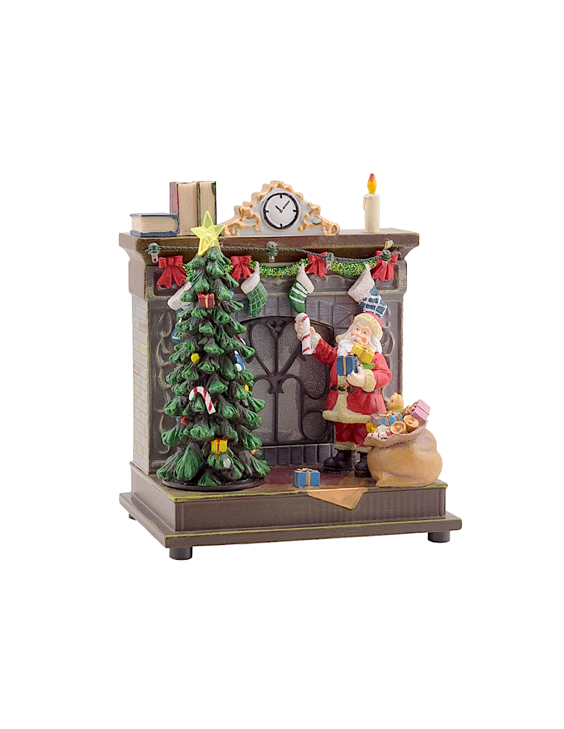 VILLAGGIO 79052 BABBO CON CAMINETTO CON LED 17X13X20CM