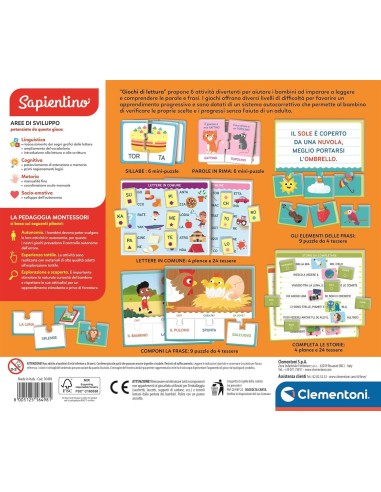 PRESCOLARI: vendita online CLEMENTONI, SAPIENTINO GIOCHI DI LETTURA, 6 ATTIVITÀ EDUCATIVE, SCATOLA 37X28X5 CM, BAMBINI 4-6 AN...