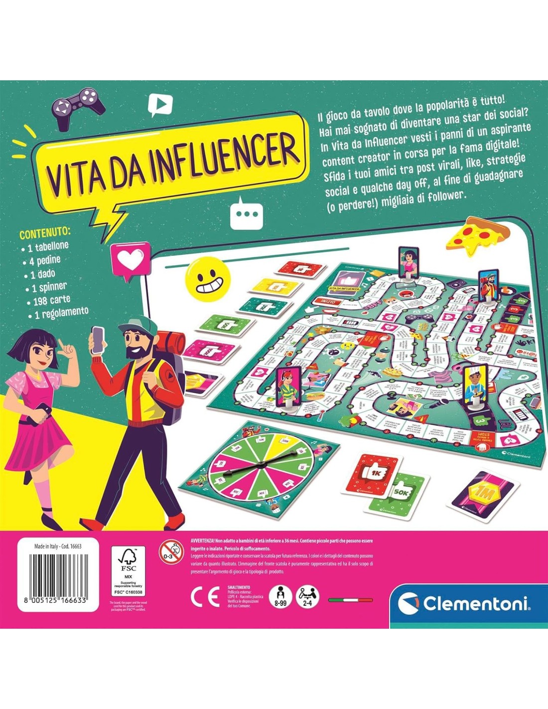 GIOCHI DI SOCIETA'E PUZZLE: vendita online VITA DA INFLUENCER, GIOCO DA TAVOLO, CLEMENTONI, STRATEGICO, 2-4 GIOCATORI in offerta
