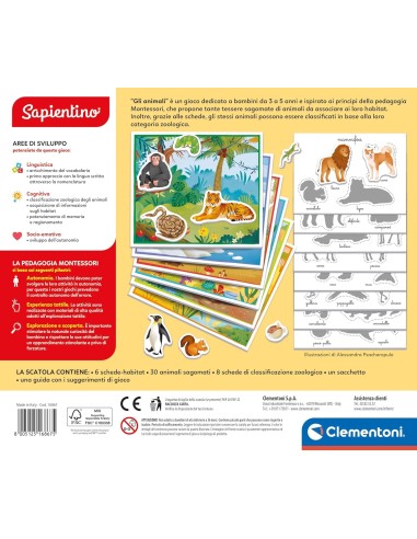 PRESCOLARI: vendita online SAPIENTINO MONTESSORI, GLI ANIMALI, CLEMENTONI, GIOCO EDUCATIVO, 3-5 ANNI in offerta