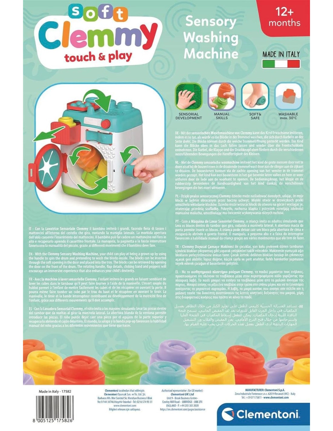 INFANZIA: vendita online SENSORY WASHING MACHINE, LAVATRICE SENSORIALE CLEMENTONI BABY, CLEMMY, ELEMENTI INTERATTIVI, GIOCO I...