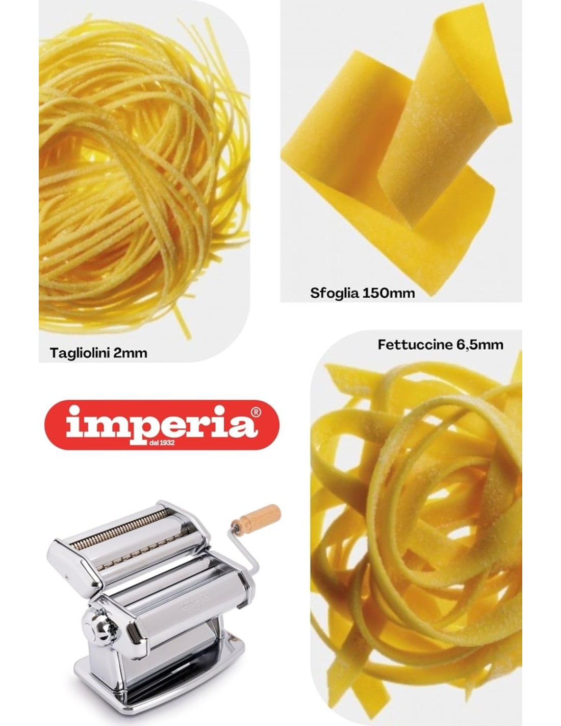 Imperia SP150, macchina per pasta, acciaio cromato, con accessori | Shop in Casa