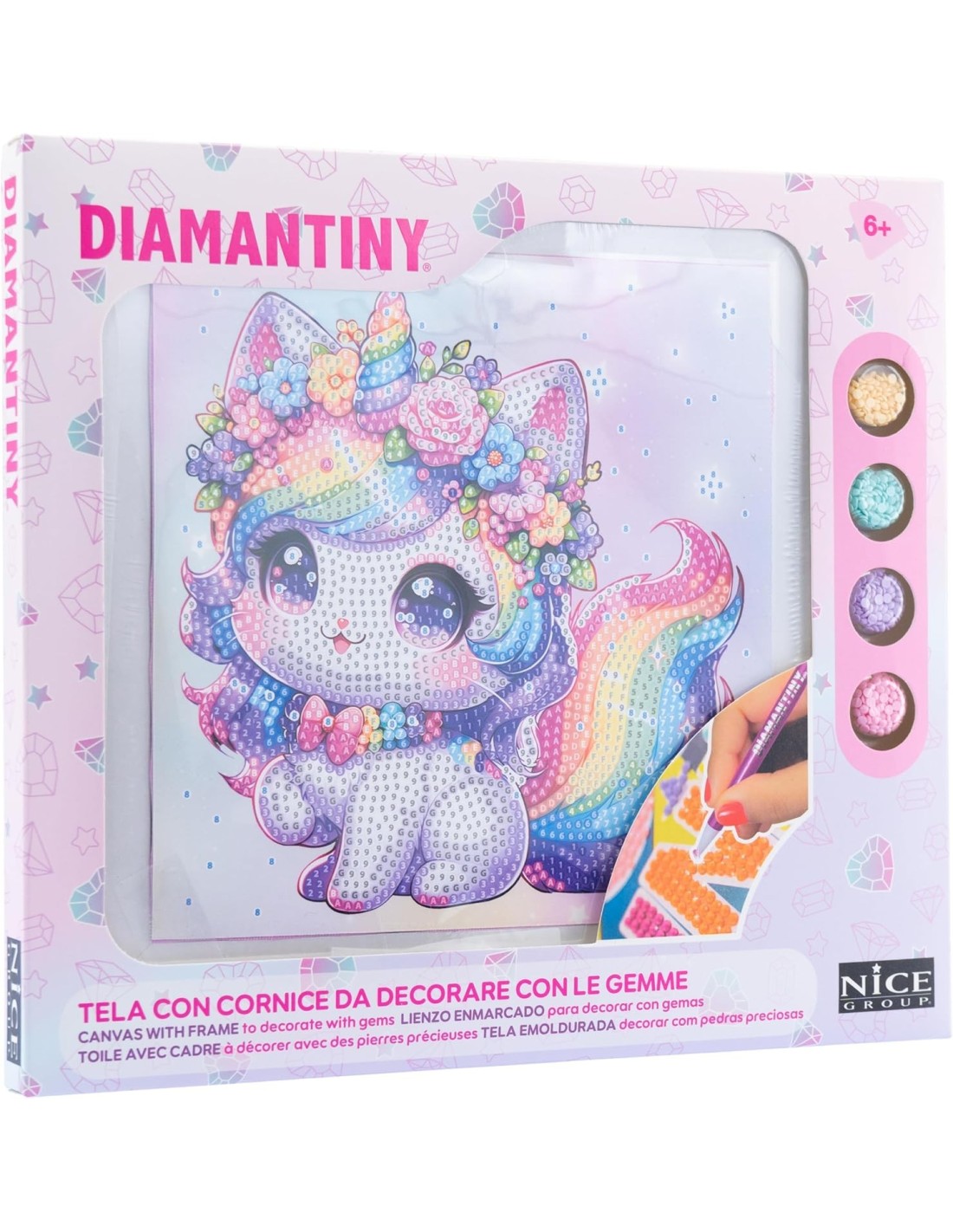PRESCOLARI: vendita online Diamantiny Kawaii Unicorn Quadretto 4 – Kit Crystal Art Baby Gattino Unicorno, Assortito in offerta