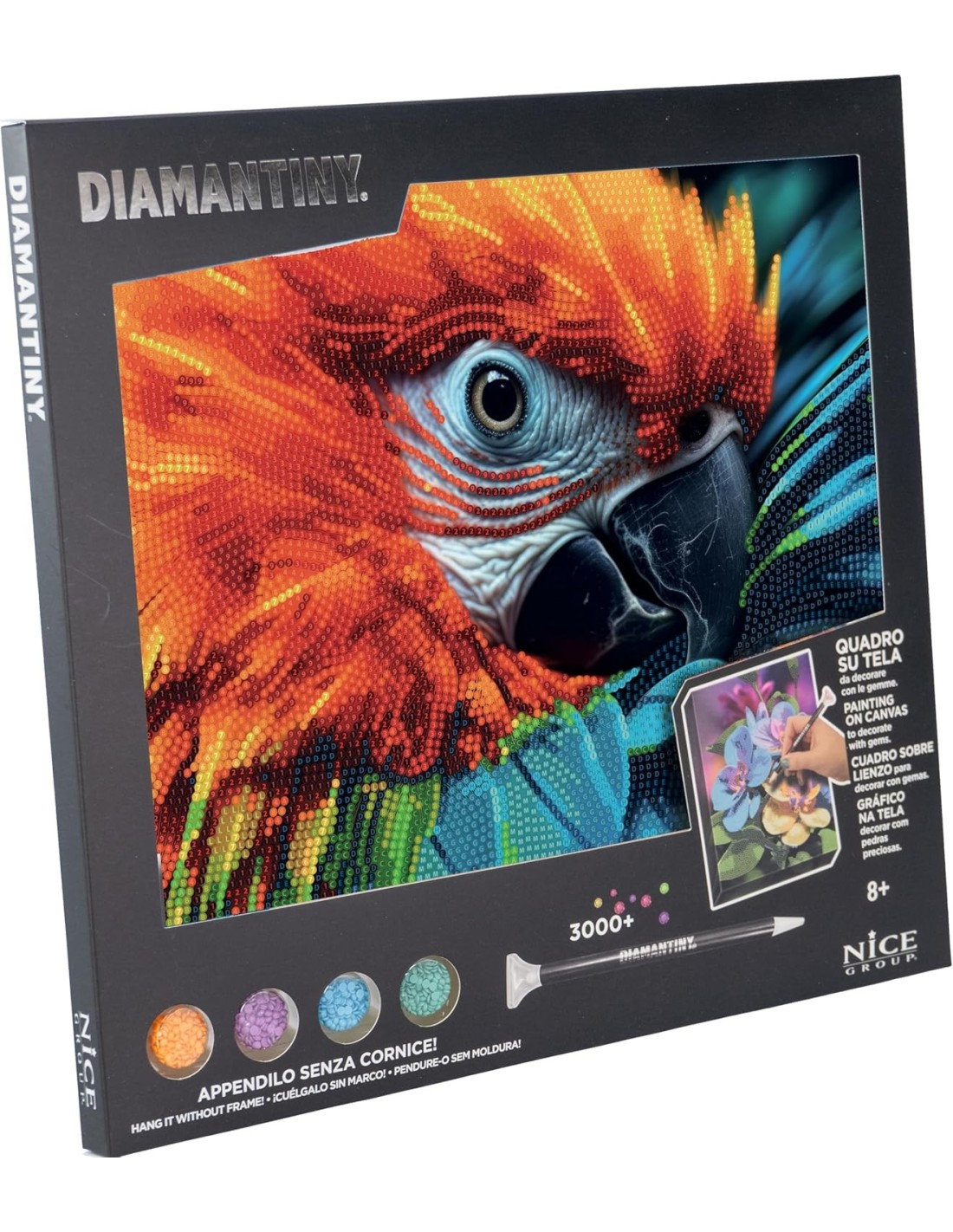 PRESCOLARI: vendita online Diamantiny Quadro Animals Ara – Kit Crystal Art con Gemme 3D, Assortito in offerta