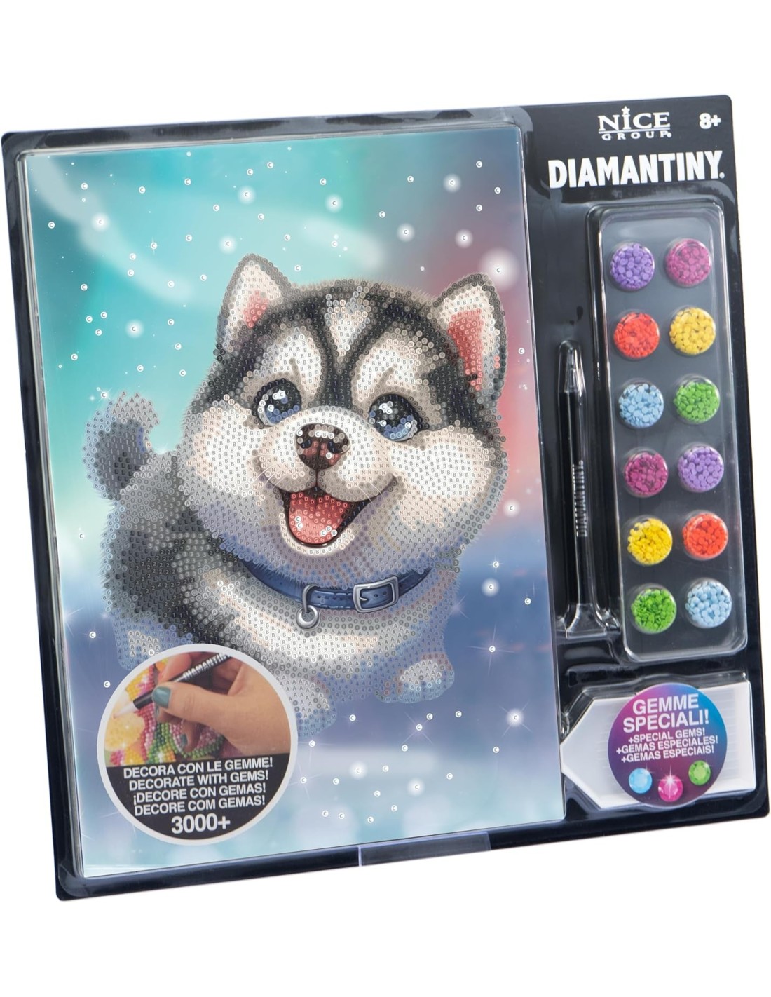 PRESCOLARI: vendita online Diamantiny Level Up Cuccioli – Kit Crystal Art Cane Husky, Assortito in offerta