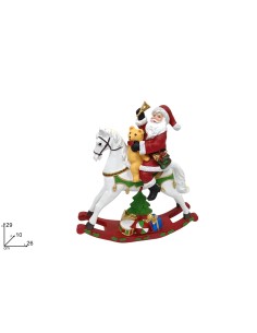 BABBO NATALE SU CAVALLO A DONDOLO 29CM