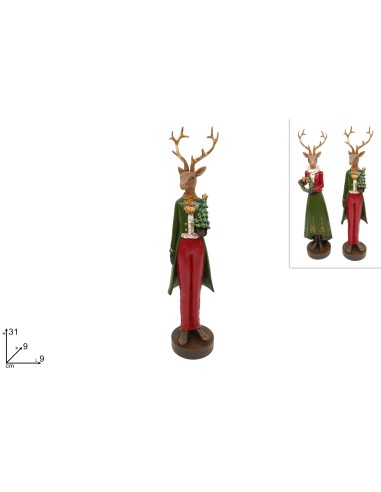 RENNA 31CM CON ABITO ROSSO/VERDE ASSORTITO