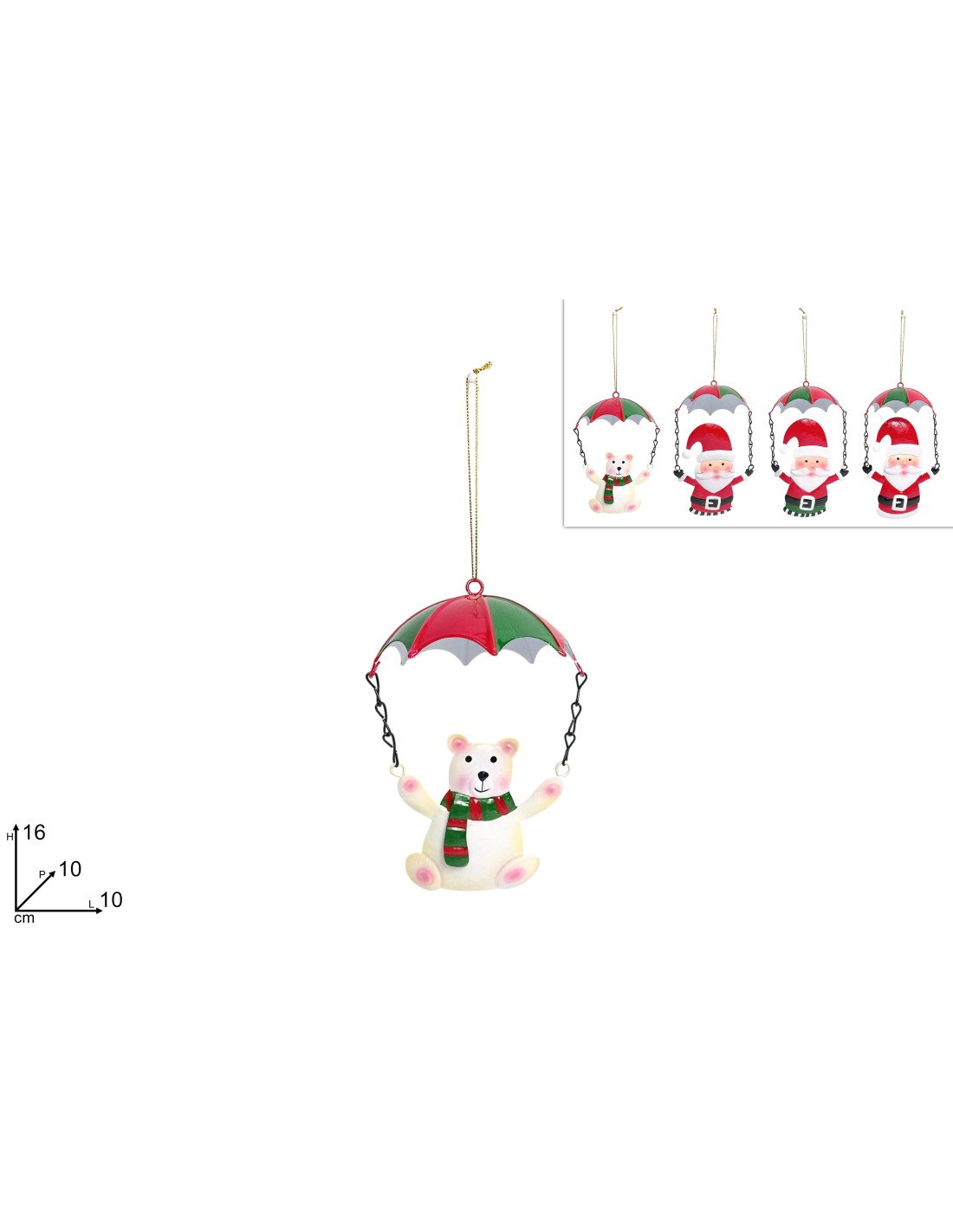 APPENDINO BABBO NATALE/ORSO CON PARACADUTE IN LATTA ASSORTITO