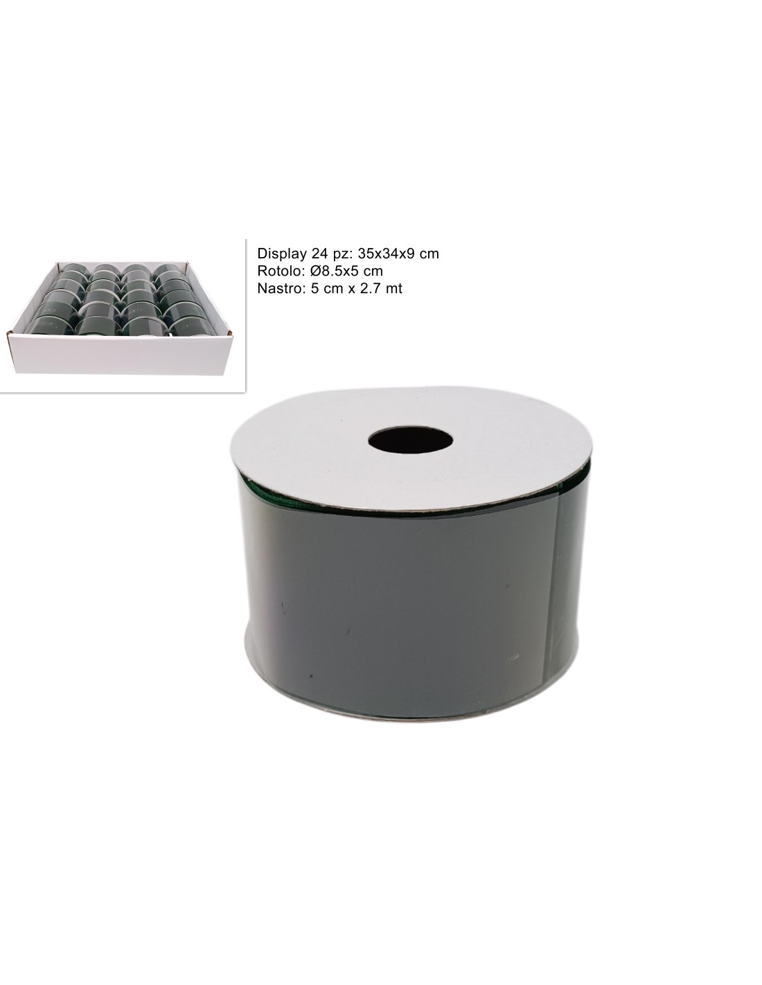NASTRO VERDE VELLUTO 5CMX2,7MT