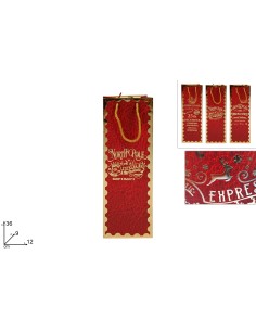 BUSTA REGALO ROSSA CON SCRITTA ORO 36X12X9CM ASSORTITO