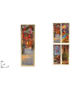 BUSTA REGALO SCENARIO NATALIZIO 36 X 12 X 9 CM CON BORDO ORO 4 ASS.