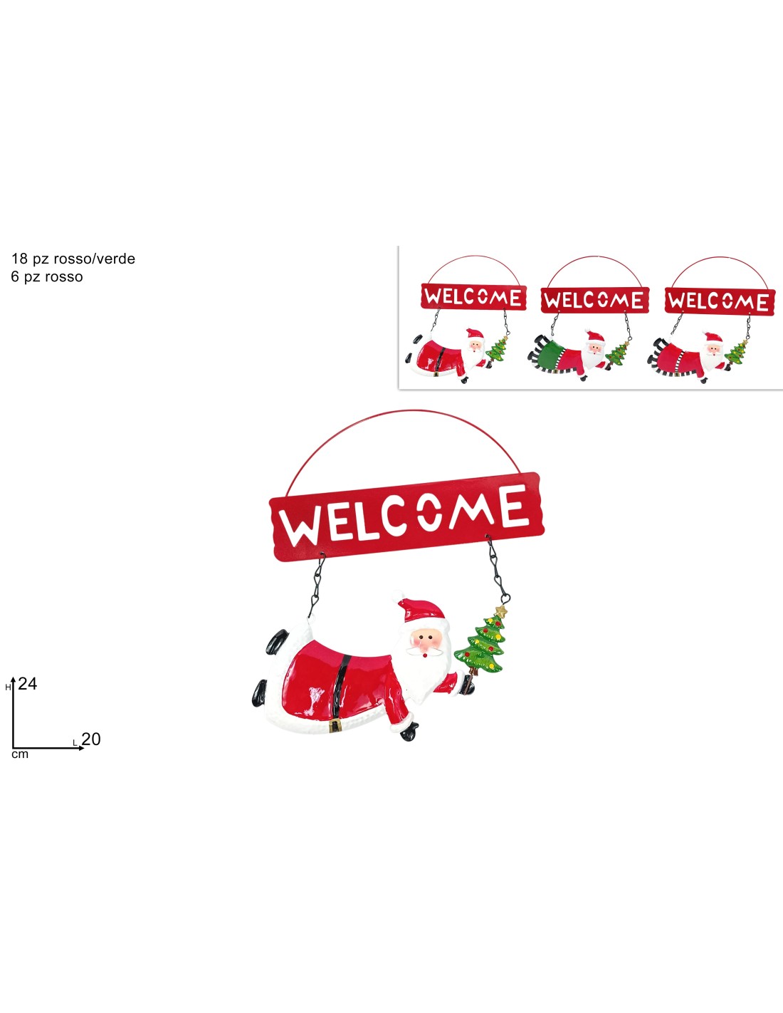 DIETROPORTA BABBO NATALE CON ALBERO IN LATTA 3ASS