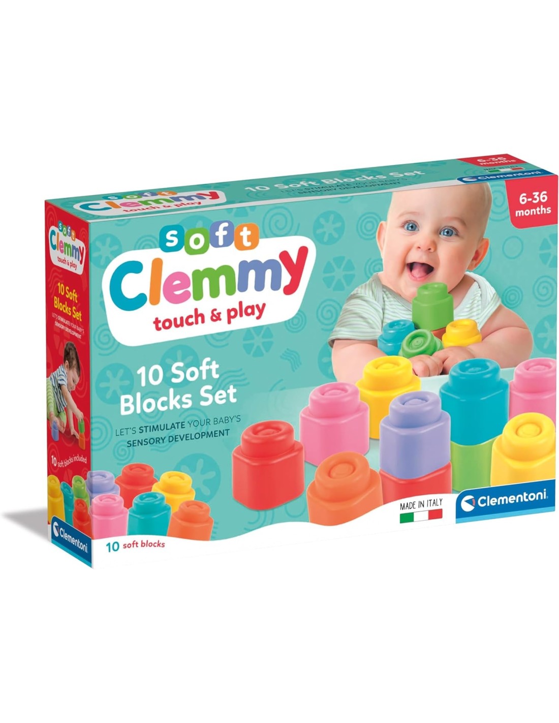 INFANZIA: vendita online CLEMMY COSTRUZIONI 10 BLOCCHI, COSTRUZIONI MORBIDE, PRIMA INFANZIA, 6 MESI+, 10 MATTONCINI, 11X11X5 ...