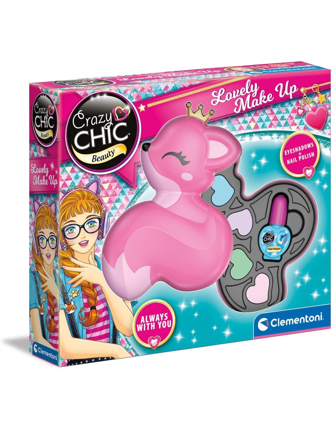 GIOCHI GIRL: vendita online CRAZY CHIC MAKE UP VOLPE CLEMENTONI, COFANETTO TRUCCHI, 14X14X10 CM in offerta