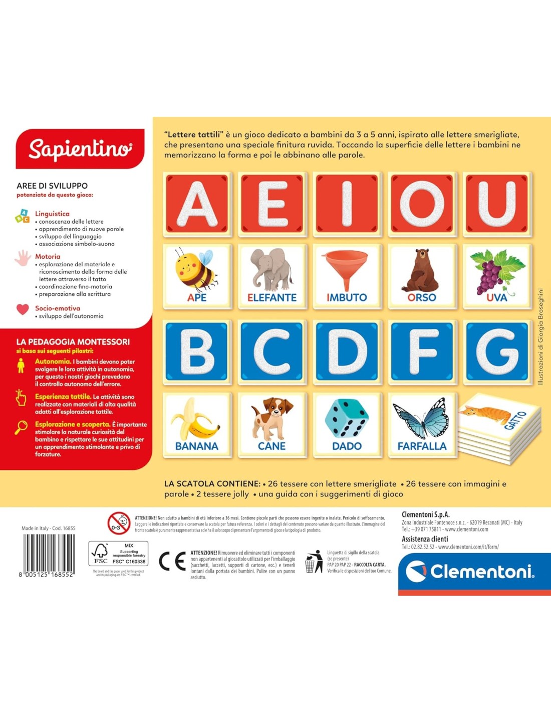 PRESCOLARI: vendita online CLEMENTONI SAPIENTINO MONTESSORI LETTERE TATTILI GIOCO EDUCATIVO BAMBINI 3-5 ANNI FLASHCARDS IMPAR...