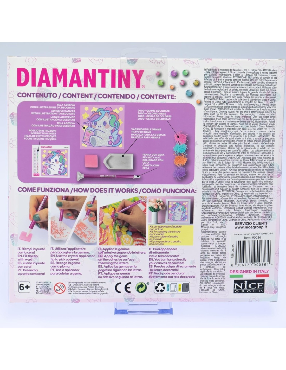 DIAMANTINY – Design Art Kawaii Unicorno su Tela 21x21 cm | shopincasa.it