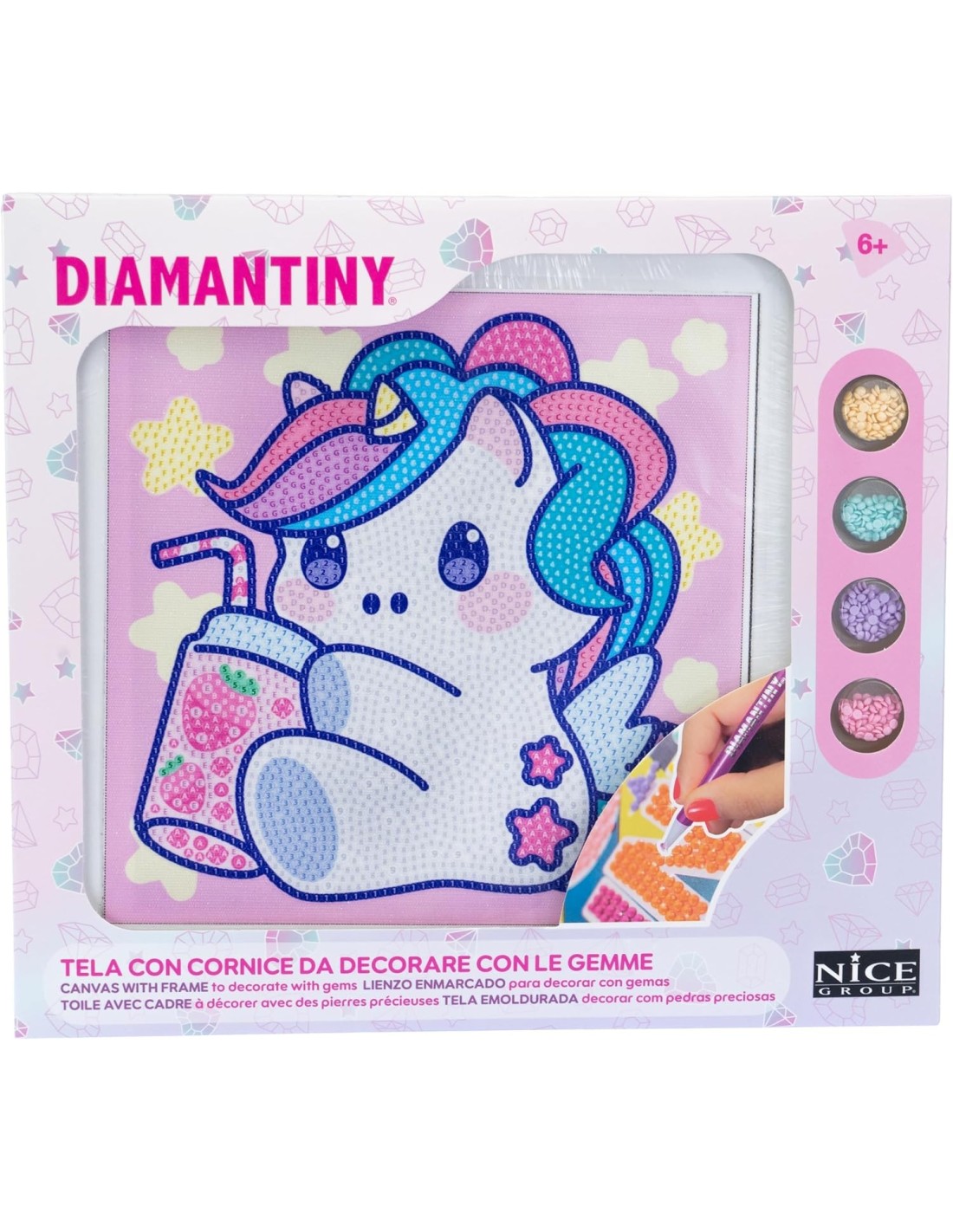 DIAMANTINY – Design Art Kawaii Unicorno su Tela 21x21 cm | shopincasa.it