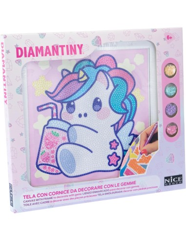 DIAMANTINY – Design Art Kawaii Unicorno su Tela 21x21 cm | shopincasa.it