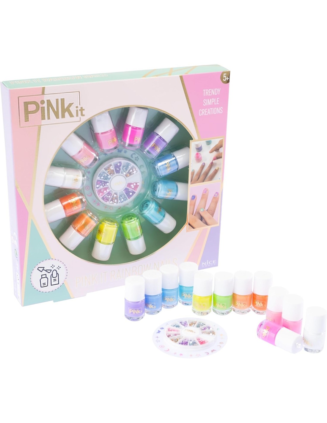 PINKIT Rainbow Nails – Set Nail Art Bambina con Smalti e Adesivi | shopincasa.it