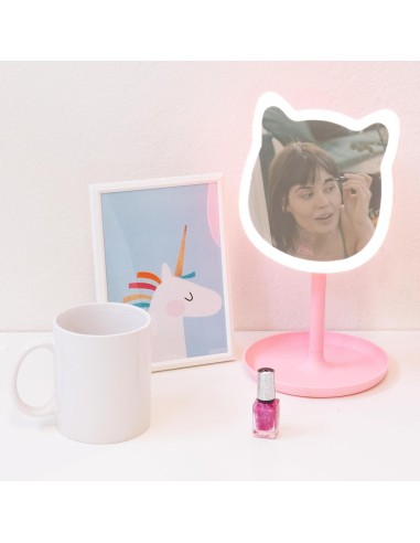 PINKIT Mirror – Specchio da Trucco LED a Forma di Gatto | shopincasa.it