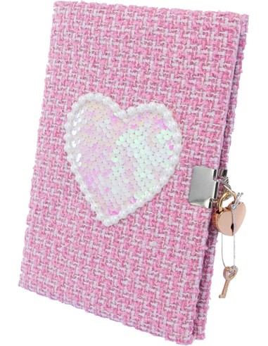 Girabrilla Tweed Diario Segreto Rosa – Quaderno con Cuore in Paillettes | shopincasa.it
