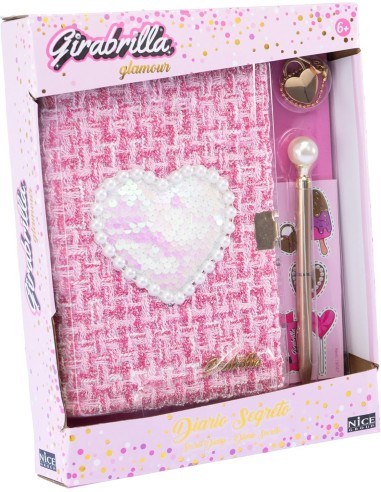 Girabrilla Tweed Diario Segreto Rosa – Quaderno con Cuore in Paillettes | shopincasa.it
